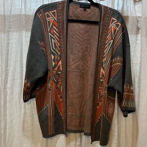 Jealous Tomato Geometric Cardigan in Gray and Orange
